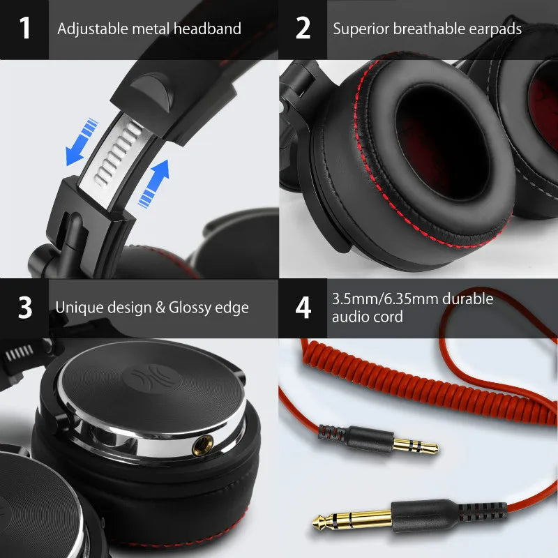 Oneodio Wired Professional Studio Pro 50 DJ Headphones With Microphone Over Ear HiFi Monitor Music Headset Earphone For Phone PC