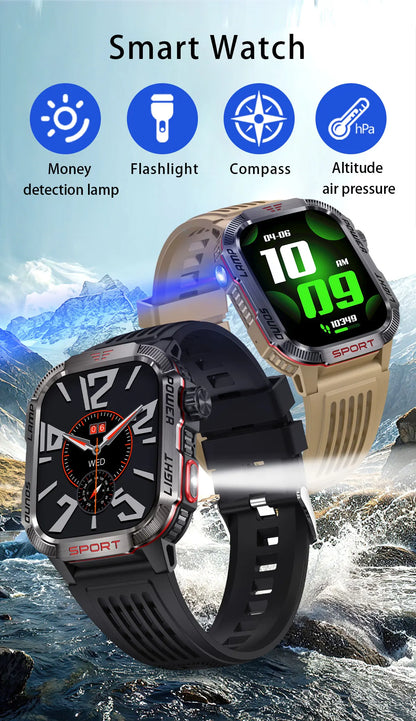 2024 New Men's Military Outdoor Sport Smart Watch with 600 mAh Battery Waterproof GPS Track Call for Xiaomi Fitness Health Smartwatch