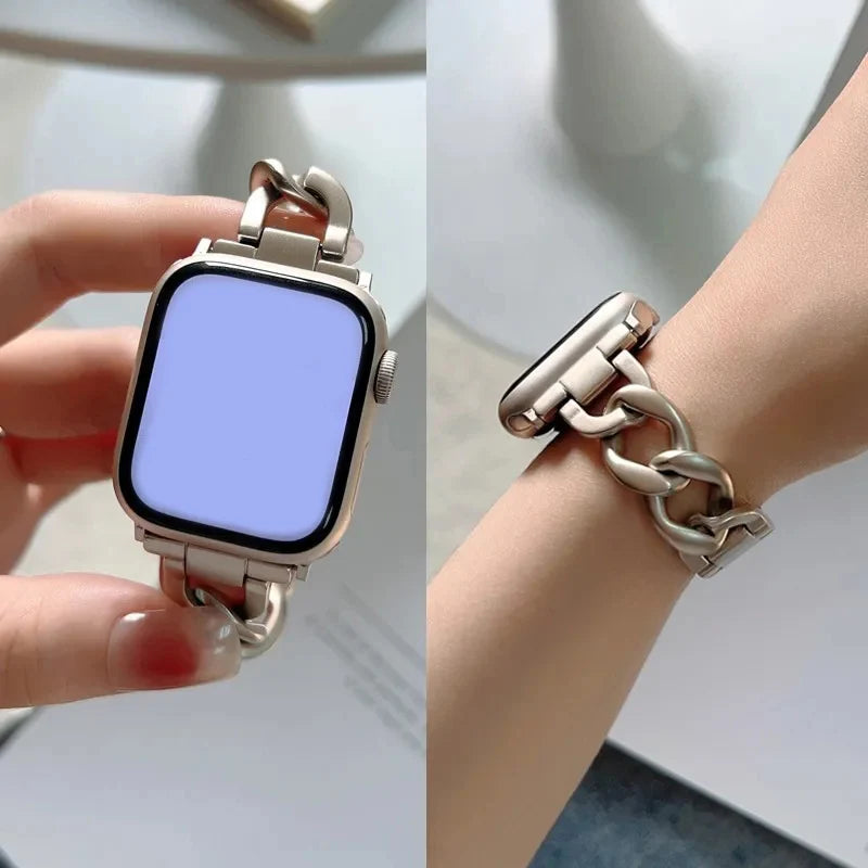 Apple Watch Metal Strap for Women with Eye-Catching Short Length Design Compatible with Ultra 49mm 9 8 7 Band 45mm 41mm iWatch Series 6 5 4 SE