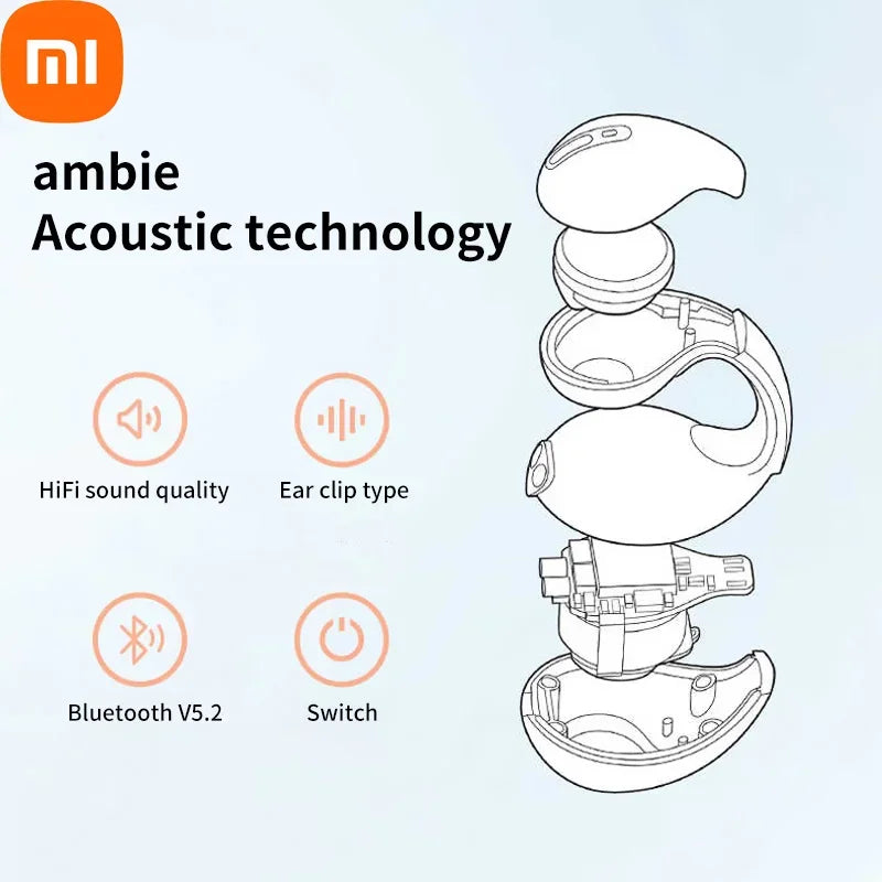 Xiaomi Bone Conduction Headphones Wireless Earbuds with 3D Surround Stereo Bass Sports Headset Bluetooth-Compatible Ear-Clip