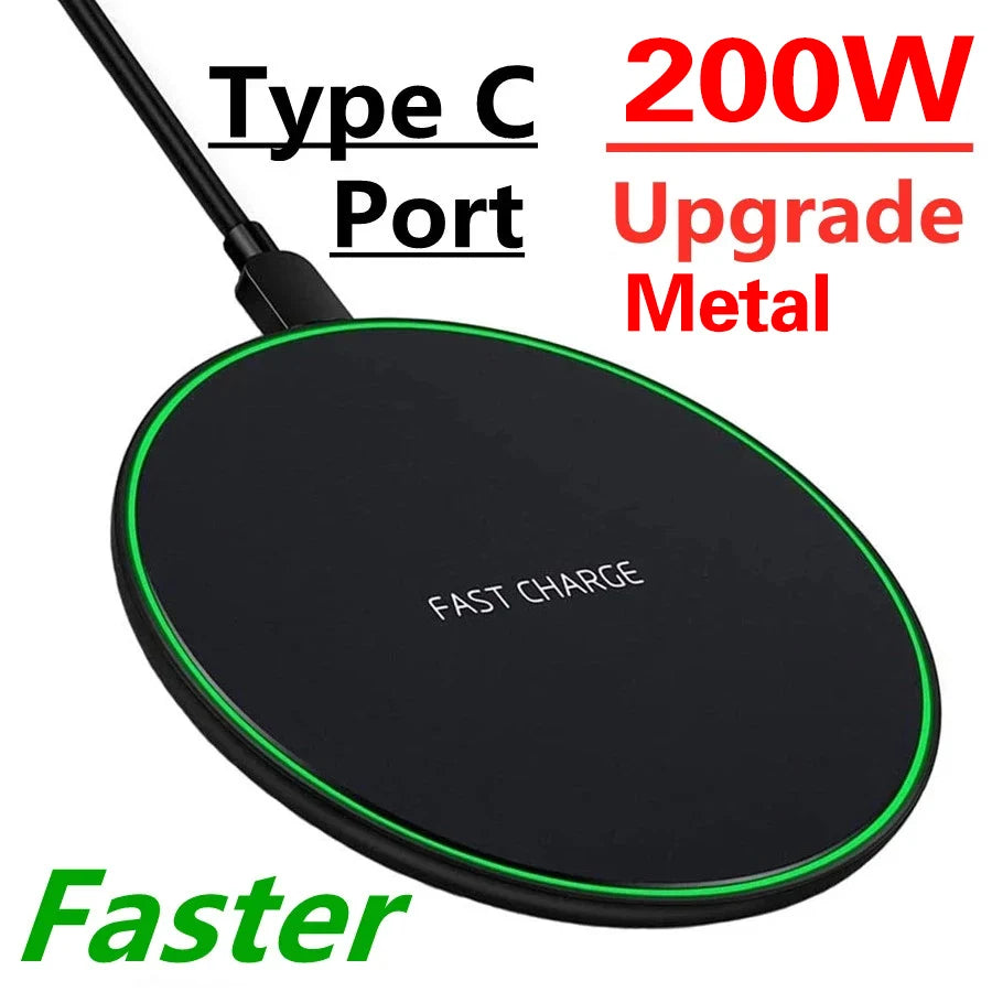 200W Wireless Charger for iPhone 14 13 16 15 Pro XS Max Mini X XR Samsung Xiaomi Huawei Induction Fast Charging Pad