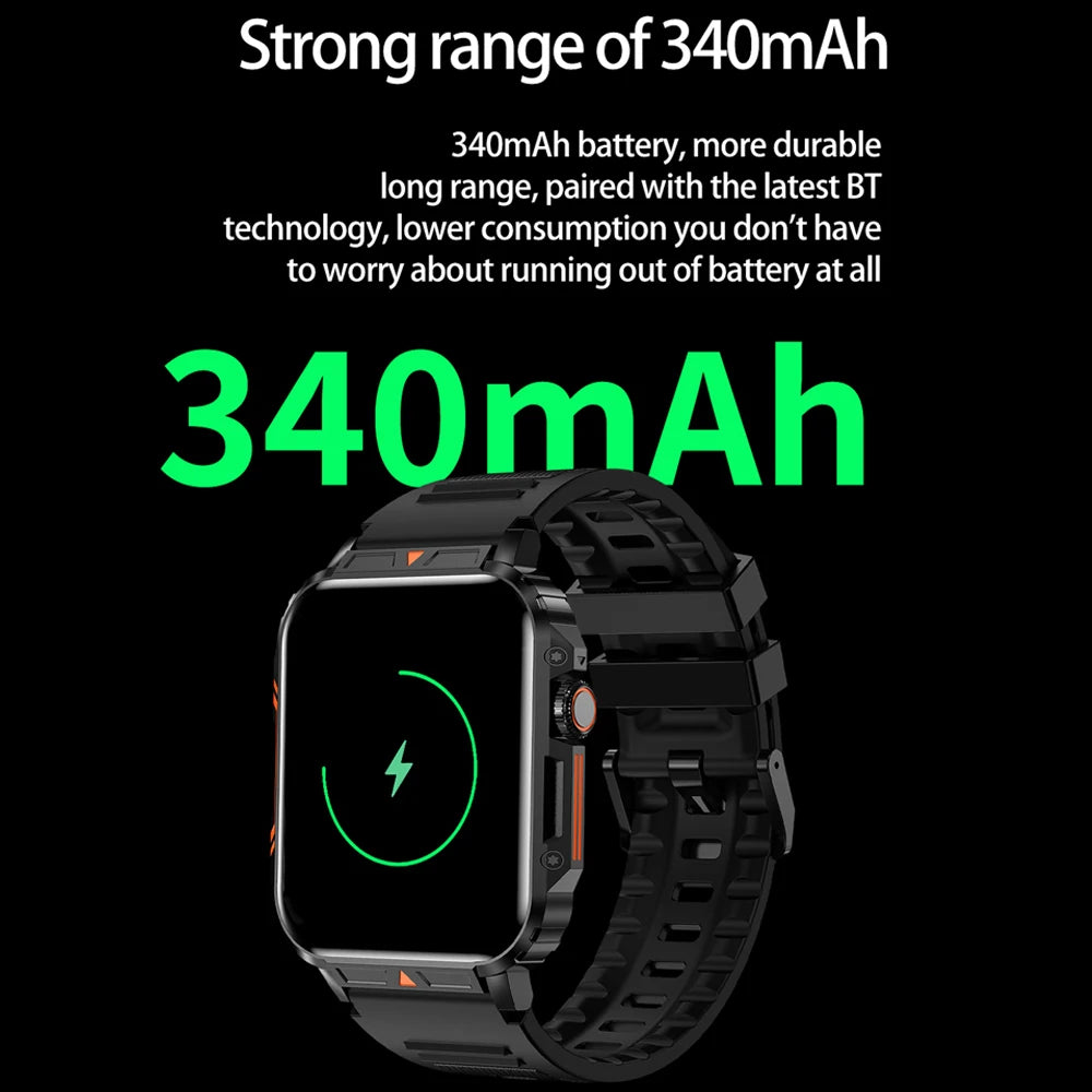 2024 New Military Man Smart Watch Outdoor 1.95 Bluetooth Call IP68 Waterproof Fitness Tracker for Android IOS