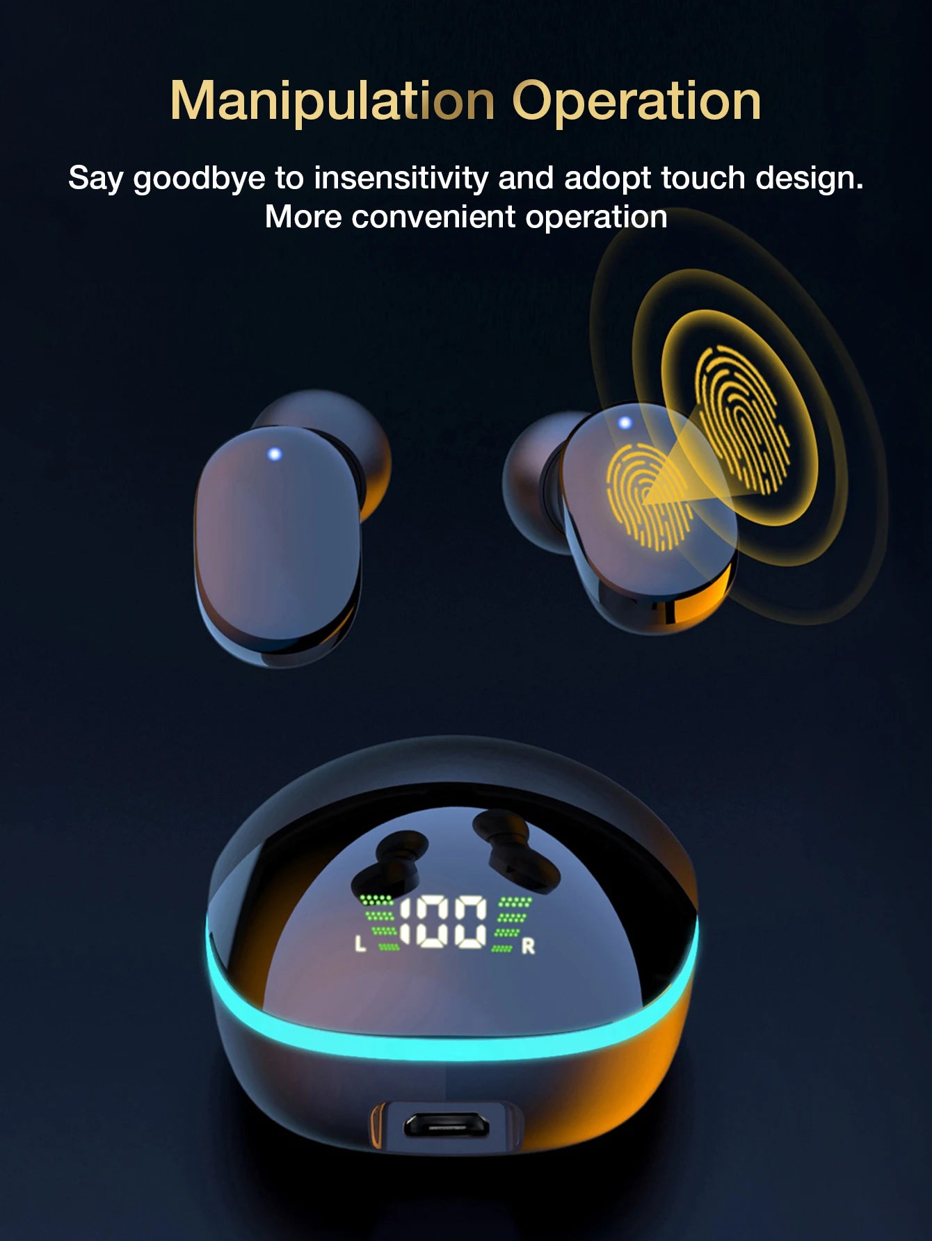 Waterproof Bluetooth Wireless Earphones with Touch Control HiFi Stereo Sport Headphones with In-Ear Game Headset including Mic