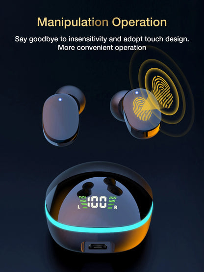 Waterproof Bluetooth Wireless Earphones with Touch Control HiFi Stereo Sport Headphones with In-Ear Game Headset including Mic