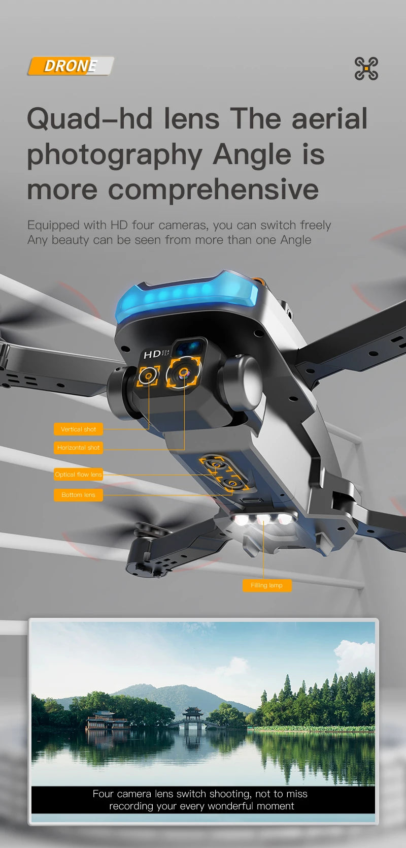 Xiaomi P15 Pro 8K GPS HD Aerial Photography Dual-Camera Drone with Omnidirectional Obstacle Avoidance Optical Flow Positioning