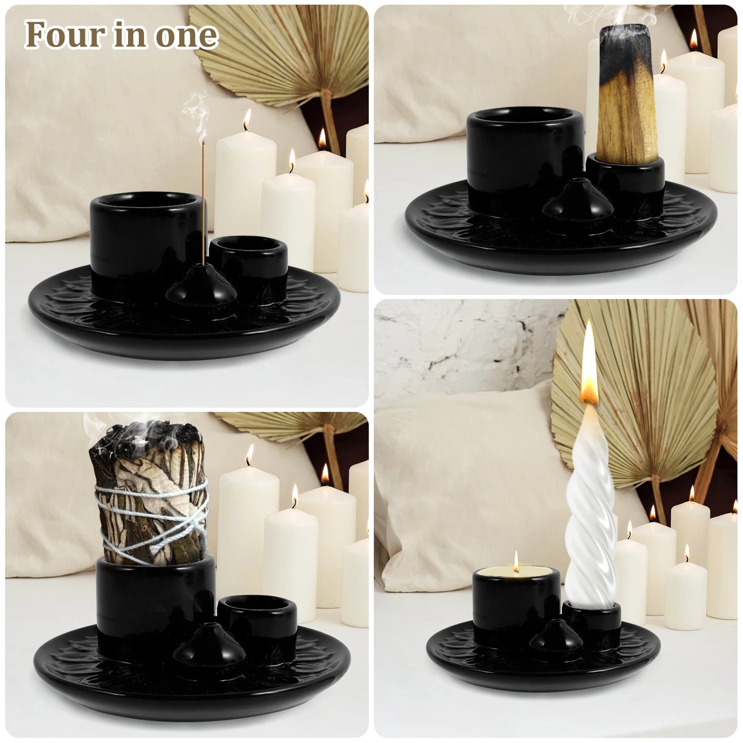 Elegant Palo Santo Sticks Holder Ceramic Incense Burner Multi-Purpose Candle Stove for Short Duration Eye Catching Design