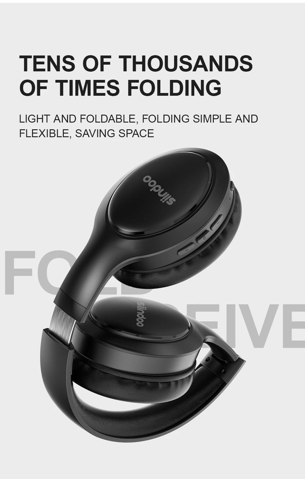 Siindoo JH-919 Wireless Bluetooth Headphones with Foldable Stereo Super Bass and Noise Reduction Mic for iPhone Laptop PC TV