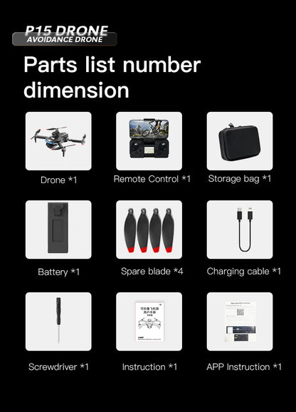 Xiaomi P15 Pro 8K GPS HD Aerial Photography Dual-Camera Drone with Omnidirectional Obstacle Avoidance Optical Flow Positioning