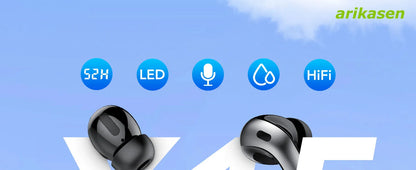 Bluetooth 5.0 Wireless Earbuds Headphones with 52 Hrs Playtime LED Display Waterproof IPX7 4 Mic Call Noise Cancelling Charging Case