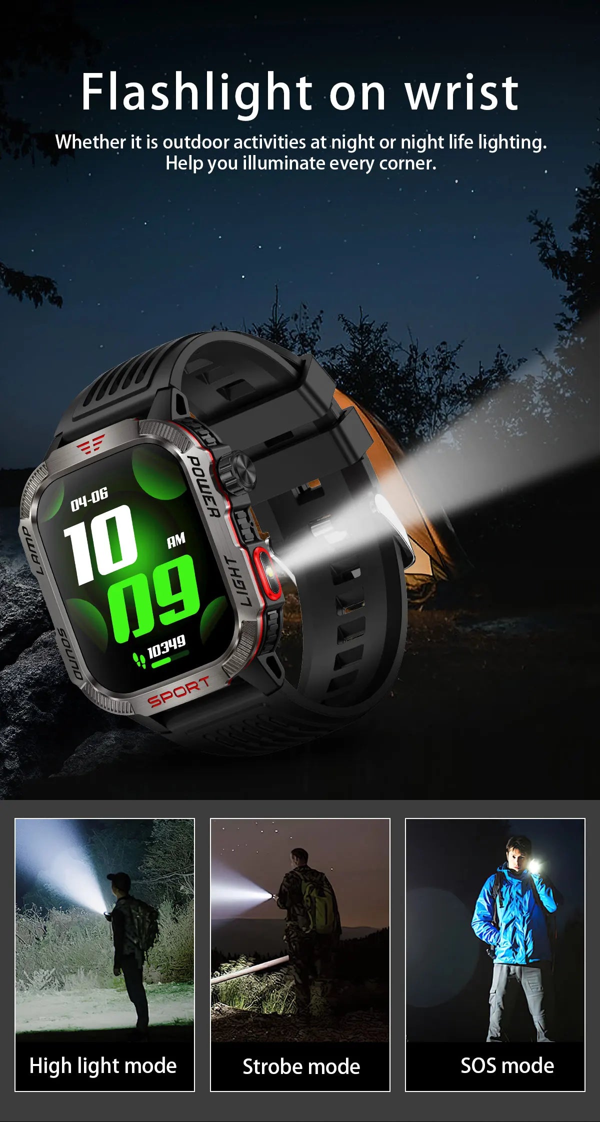 2024 New Men's Military Outdoor Sport Smart Watch with 600 mAh Battery Waterproof GPS Track Call for Xiaomi Fitness Health Smartwatch