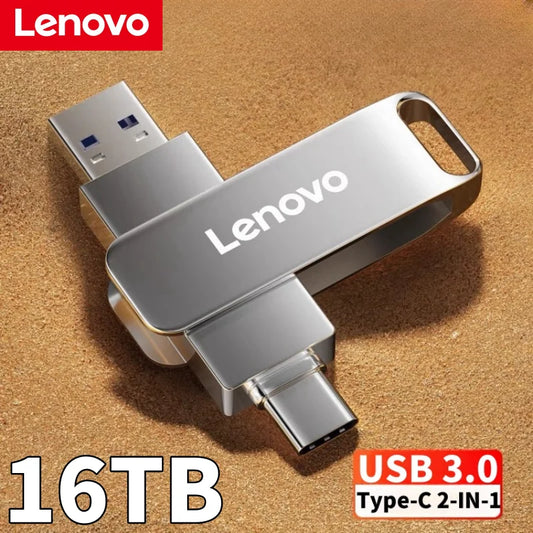 Lenovo USB 3.0 Flash Drive Mini Pen Drive Waterproof High-Speed Metal U Disk with 2TB 1TB 512GB Storage Options