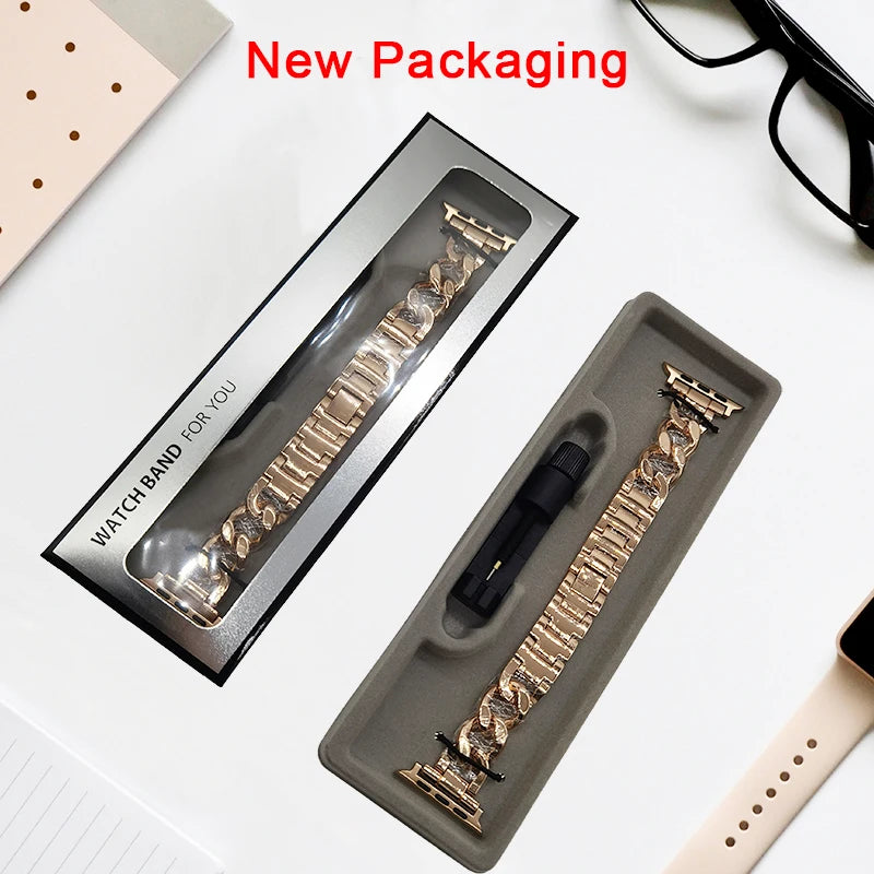 Apple Watch Metal Strap for Women with Eye-Catching Short Length Design Compatible with Ultra 49mm 9 8 7 Band 45mm 41mm iWatch Series 6 5 4 SE