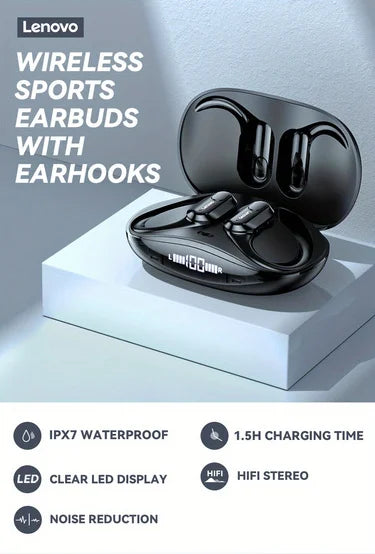 Lenovo XT80 Sports Wireless Headphones with Mics Button Control LED Power Display Hifi Stereo Sound