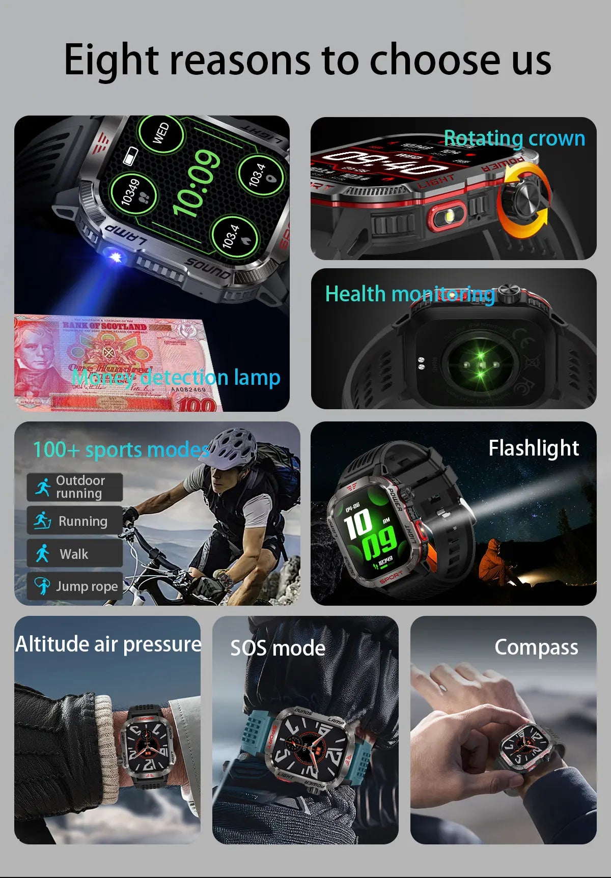 2024 New Men's Military Outdoor Sport Smart Watch with 600 mAh Battery Waterproof GPS Track Call for Xiaomi Fitness Health Smartwatch