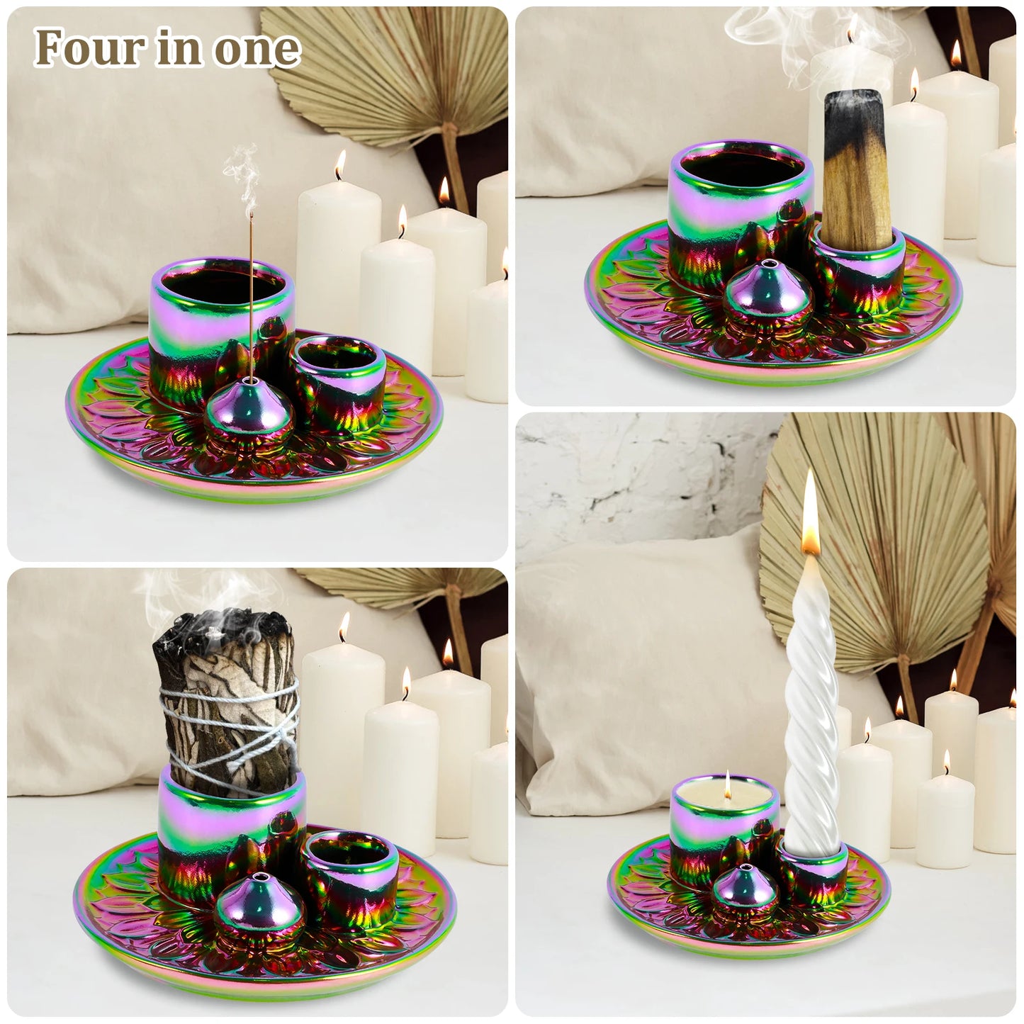 Elegant Palo Santo Sticks Holder Ceramic Incense Burner Multi-Purpose Candle Stove for Short Duration Eye Catching Design