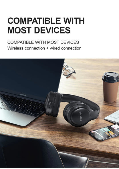 Siindoo JH-919 Wireless Bluetooth Headphones with Foldable Stereo Super Bass and Noise Reduction Mic for iPhone Laptop PC TV