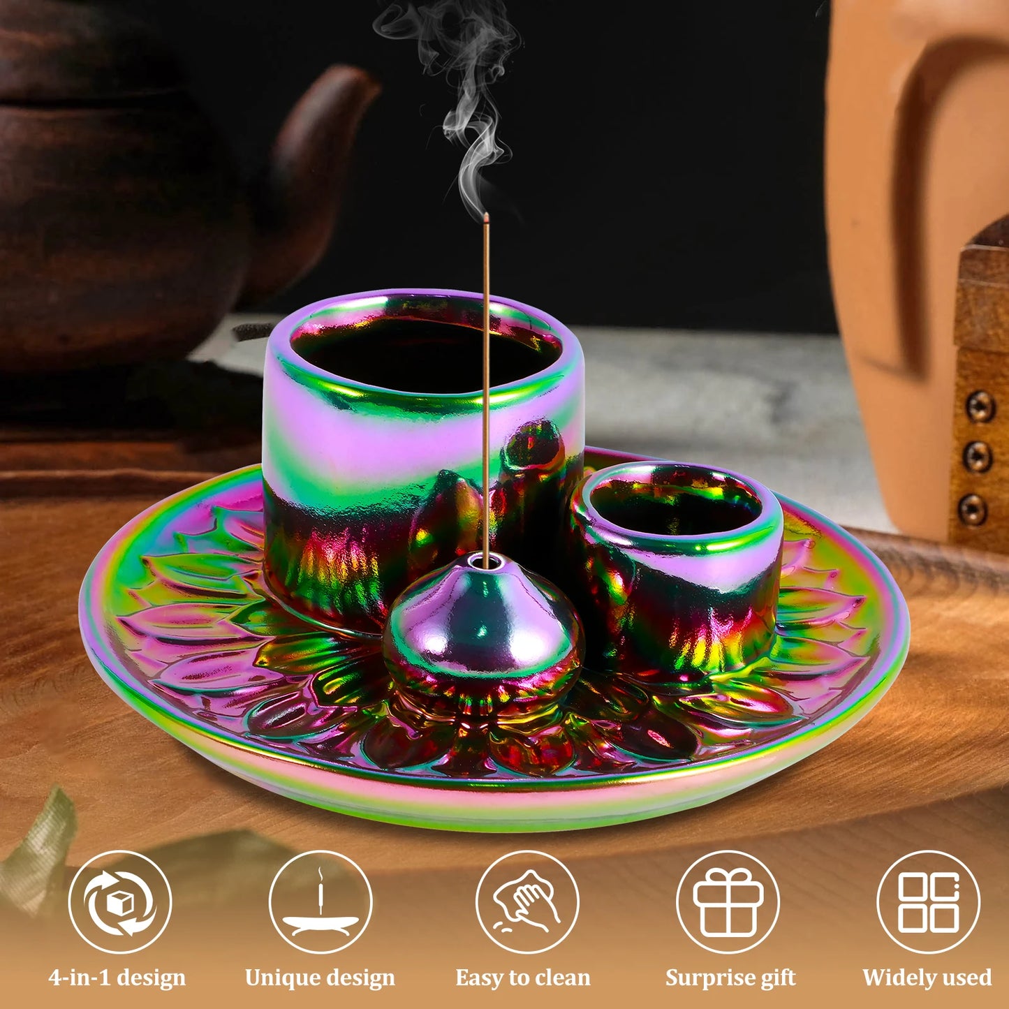 Elegant Palo Santo Sticks Holder Ceramic Incense Burner Multi-Purpose Candle Stove for Short Duration Eye Catching Design