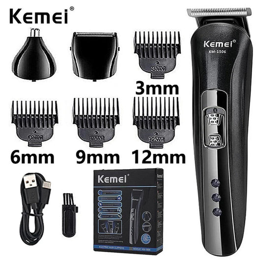 Kemei KM-1506 3 in 1 Electric Shaver USB Rechargeable Hair Trimmer Professional Nose Shaving Machine for Men