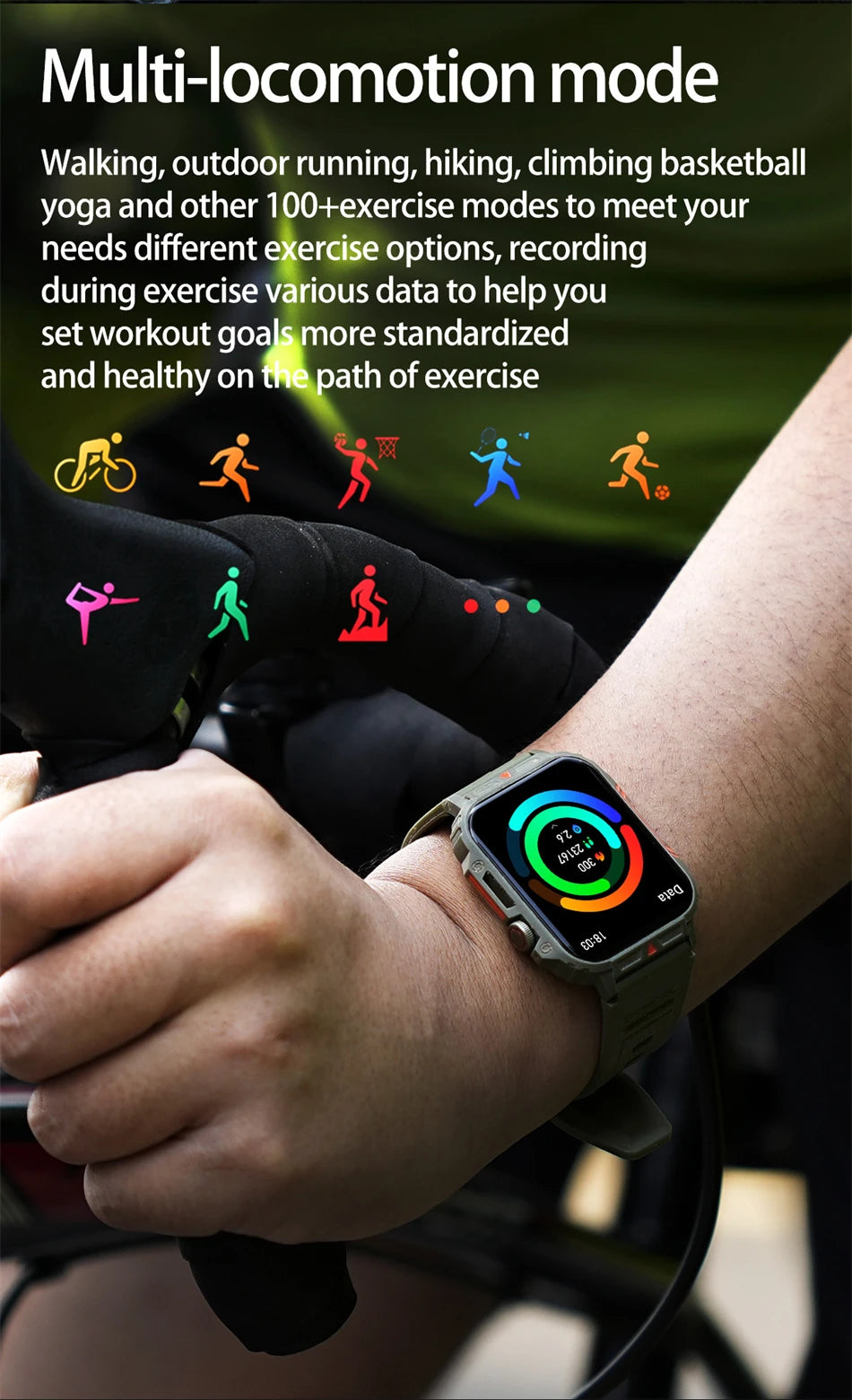 2024 New Military Man Smart Watch Outdoor 1.95 Bluetooth Call IP68 Waterproof Fitness Tracker for Android IOS