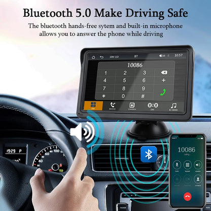 Portable 7-Inch Hippcron CarPlay Android Auto Radio Multimedia Video Player with Touch Screen USB AUX for Rear View Camera