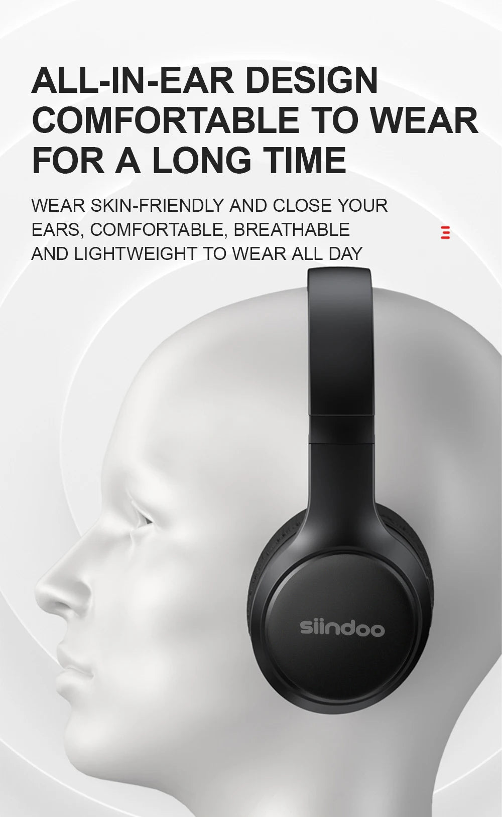 Siindoo JH-919 Wireless Bluetooth Headphones with Foldable Stereo Super Bass and Noise Reduction Mic for iPhone Laptop PC TV