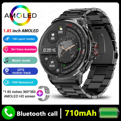 2024 Men's Smart Watch Ultra HD AMOLED Screen Bluetooth Call GPS Tracker 1.85 Inch Screen With 710 Mah Battery