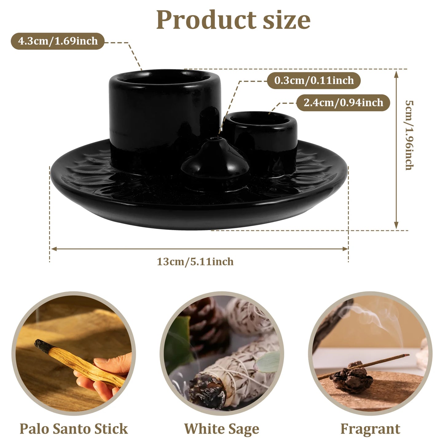 Elegant Palo Santo Sticks Holder Ceramic Incense Burner Multi-Purpose Candle Stove for Short Duration Eye Catching Design