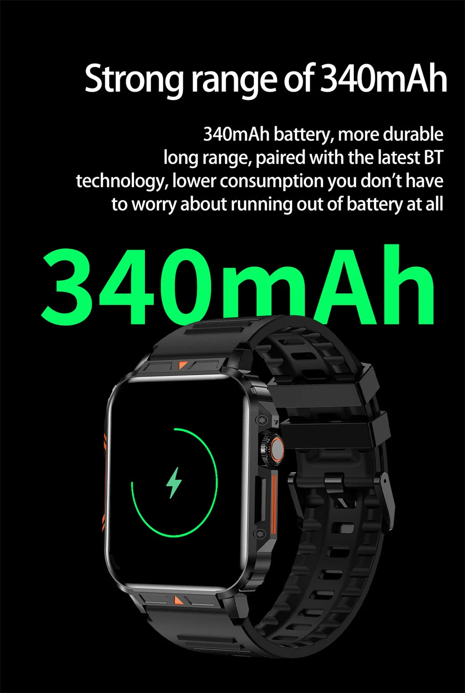 2024 New Military Man Smart Watch Outdoor 1.95 Bluetooth Call IP68 Waterproof Fitness Tracker for Android IOS