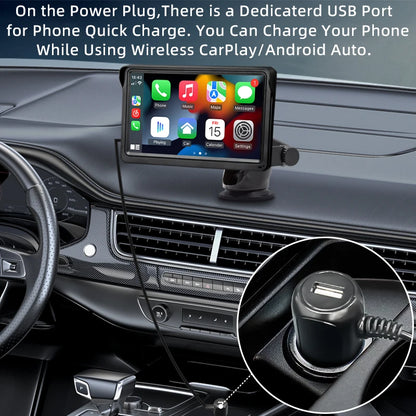 Portable 7-Inch Hippcron CarPlay Android Auto Radio Multimedia Video Player with Touch Screen USB AUX for Rear View Camera