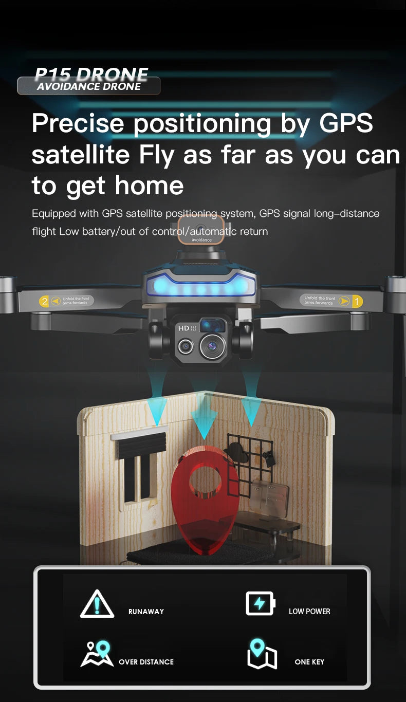 Xiaomi P15 Pro 8K GPS HD Aerial Photography Dual-Camera Drone with Omnidirectional Obstacle Avoidance Optical Flow Positioning