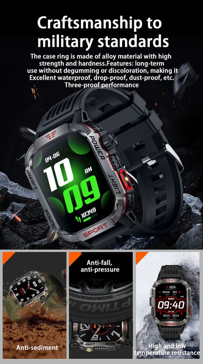 2024 New Men's Military Outdoor Sport Smart Watch with 600 mAh Battery Waterproof GPS Track Call for Xiaomi Fitness Health Smartwatch