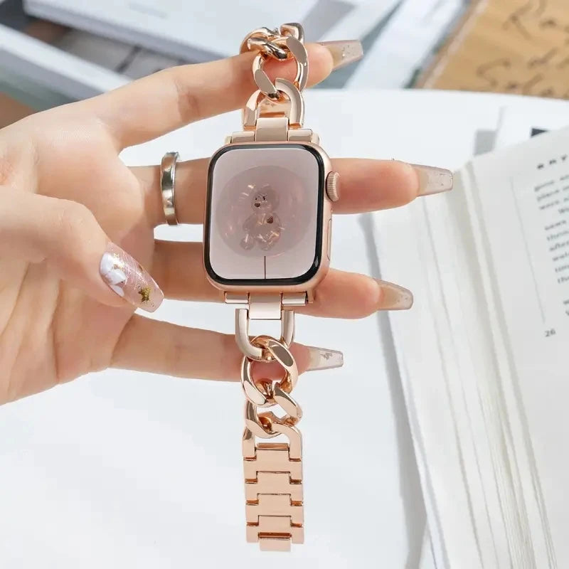 Apple Watch Metal Strap for Women with Eye-Catching Short Length Design Compatible with Ultra 49mm 9 8 7 Band 45mm 41mm iWatch Series 6 5 4 SE