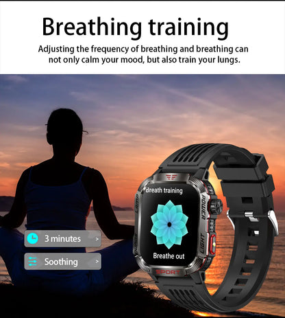 2024 New Men's Military Outdoor Sport Smart Watch with 600 mAh Battery Waterproof GPS Track Call for Xiaomi Fitness Health Smartwatch