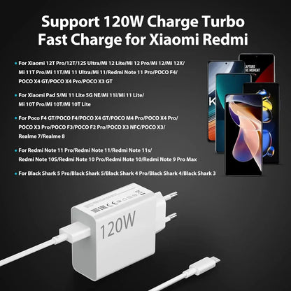 Xiaomi Fast Charger Adapter QC 3.0 Quick Charging 6A USB Type-C Cable for Mobile Phone Xiaomi Huawei Samsung