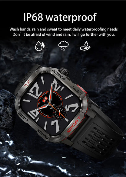 2024 New Men's Military Outdoor Sport Smart Watch with 600 mAh Battery Waterproof GPS Track Call for Xiaomi Fitness Health Smartwatch