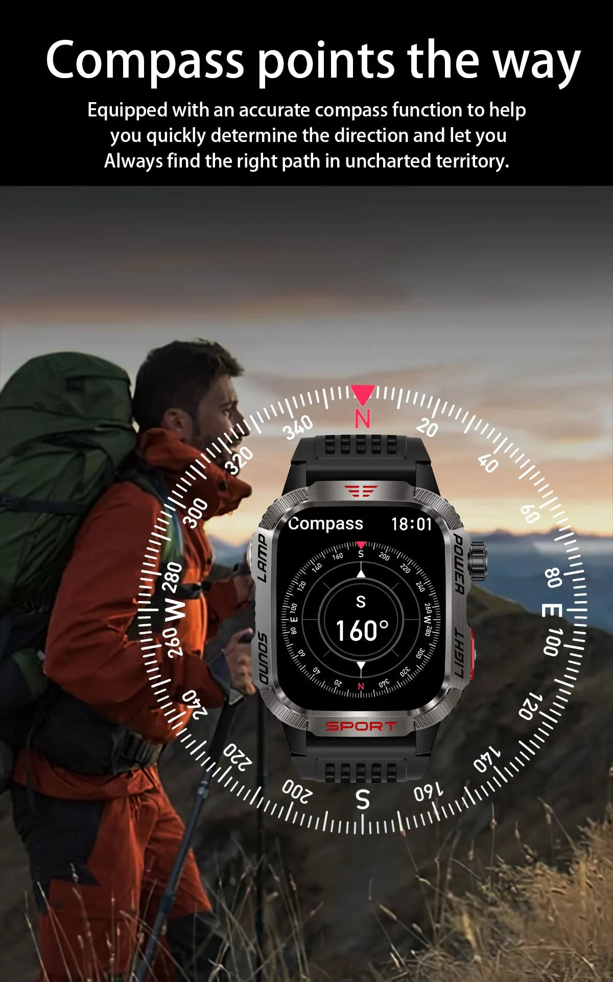 2024 New Men's Military Outdoor Sport Smart Watch with 600 mAh Battery Waterproof GPS Track Call for Xiaomi Fitness Health Smartwatch