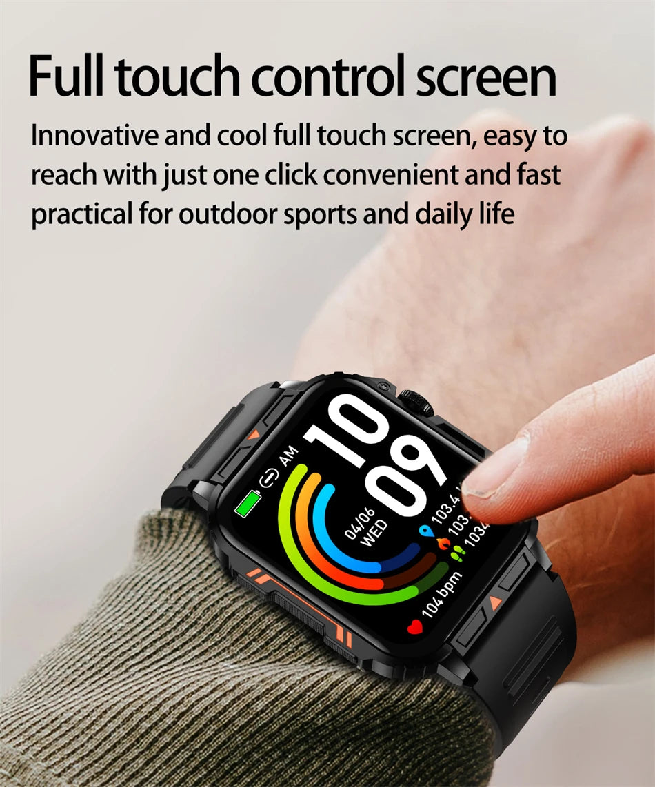 2024 New Military Man Smart Watch Outdoor 1.95 Bluetooth Call IP68 Waterproof Fitness Tracker for Android IOS